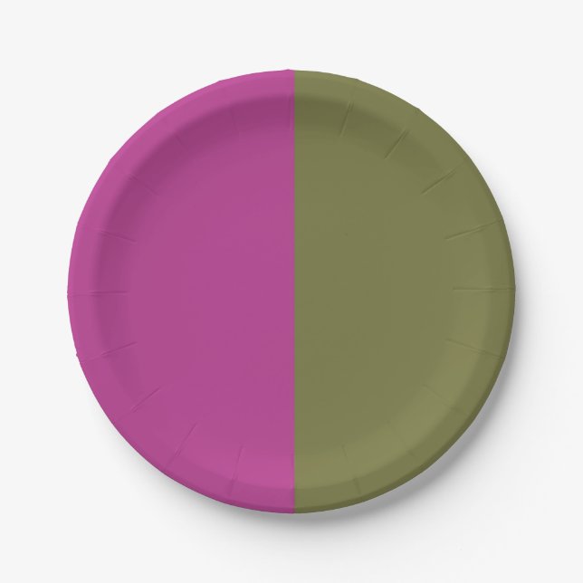  Assiette en papier décorative moitié magenta moit (Devant)