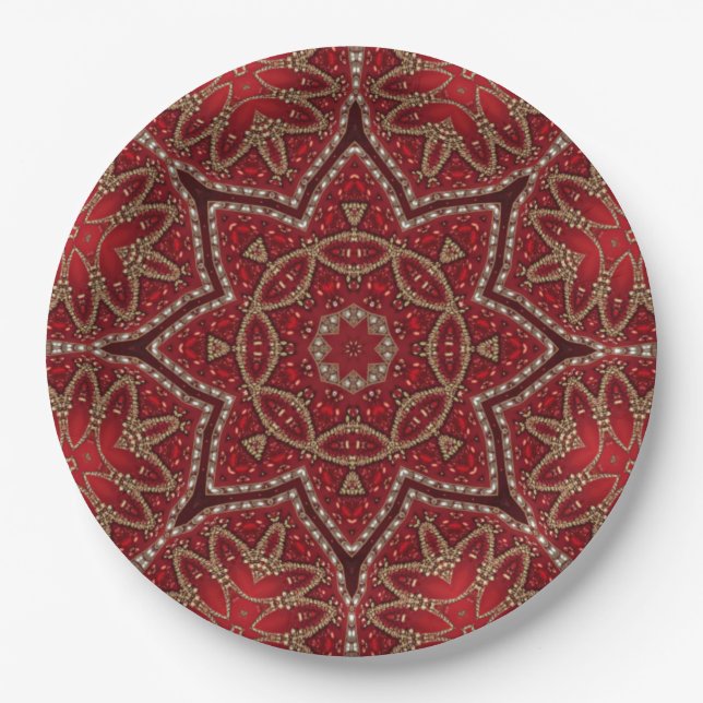 Assiette en papier décorative rouge (Devant)