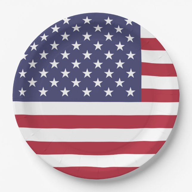 Assiette en papier du drapeau américain États-Unis (Devant)