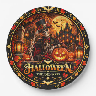 Assiette en papier élégante pour Halloween Trick o