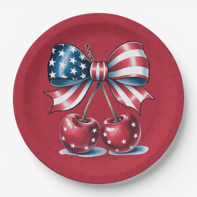 Assiette en papier étoiles rouge blanc et bleu (Devant)