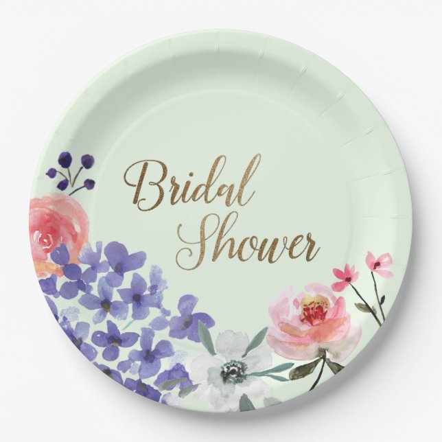 Assiette en papier Fête de jardin Floral Shower de (Devant)
