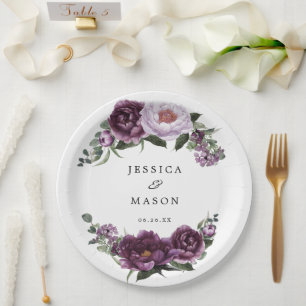 Assiette en papier Fête de mariage floral Pivoines