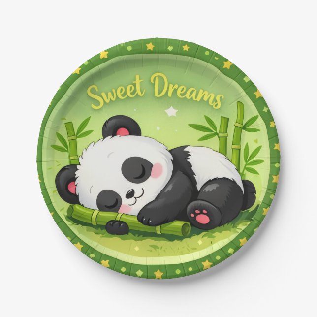 Assiette en Papier Fête Panda Rêves Mignons Bamboo (Devant)