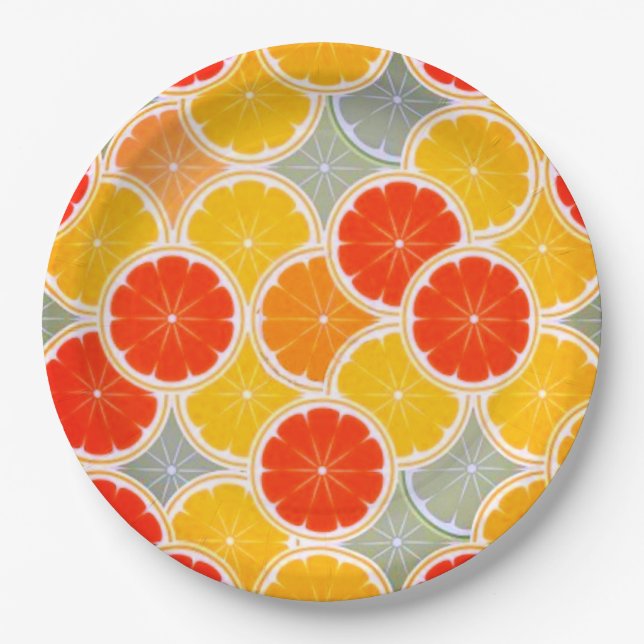 Assiette en papier Fête Tranches d'Orange et de Ci (Devant)