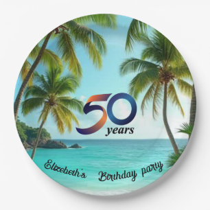 assiette en papier fête tropicale tiki luau