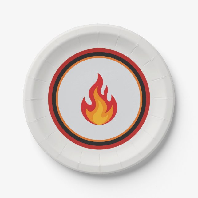 Assiette en papier Flamme de pompier (Devant)