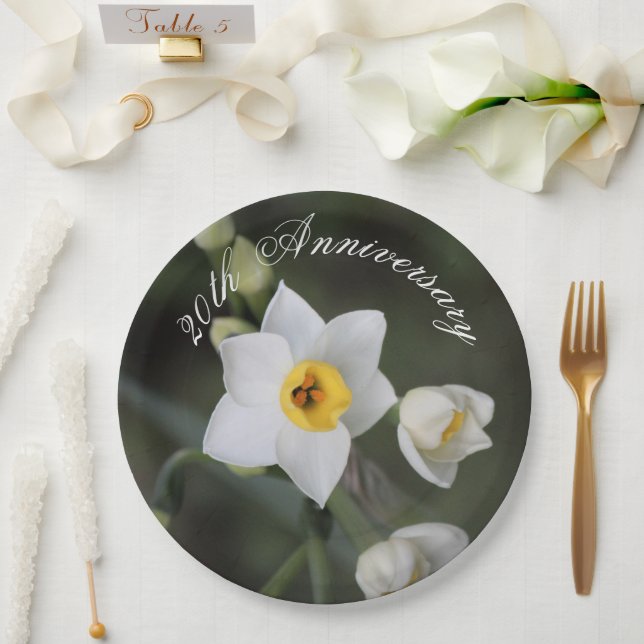 Assiette en papier fleur de jonquille (Mariage)