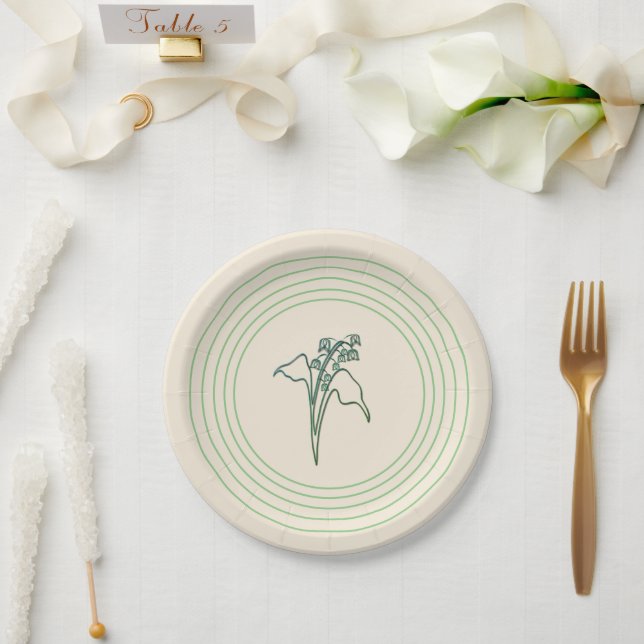 Assiette en papier fleur de muguet (Mariage)