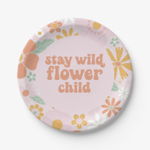 Assiette en papier Fleur d'enfant Floral Rétro pou