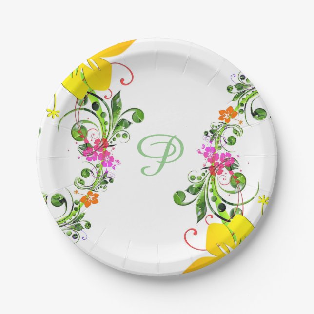 Assiette en papier fleur d'hibiscus (Devant)