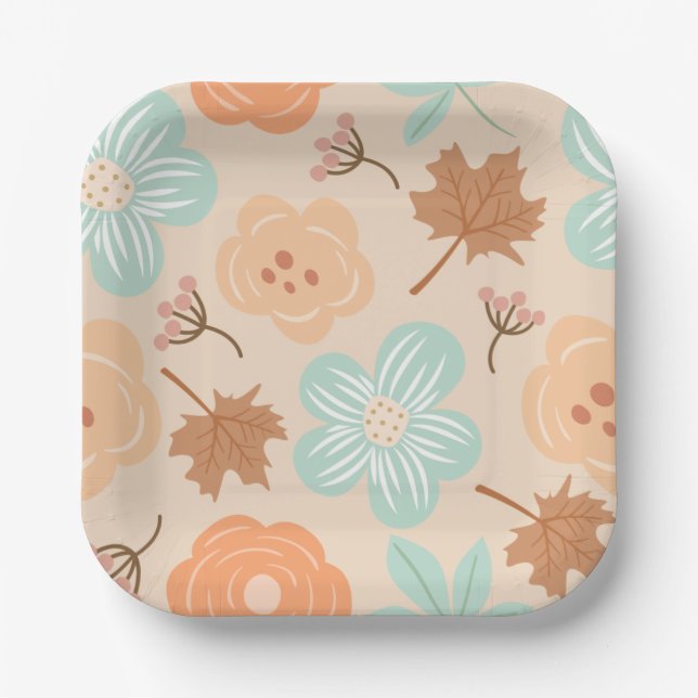 Assiette en papier Fleurs d'automne (Recto)