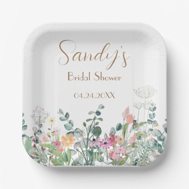 Assiette en papier fleurs sauvages Bohème pour dou (Recto)