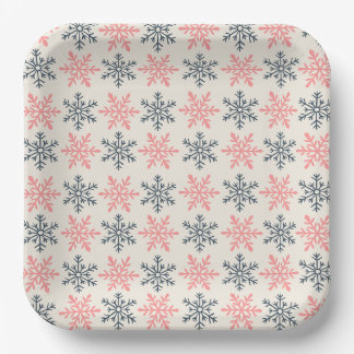 Assiette en papier flocon de neige d'hiver