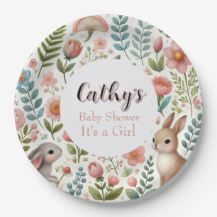 Assiette en papier floral pour Baby Shower C'est u