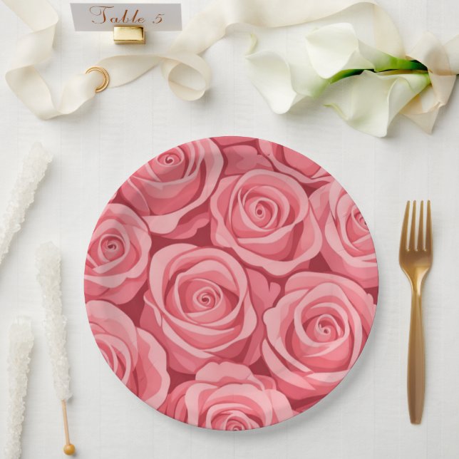 Assiette en papier florale mariage / douche (Mariage)