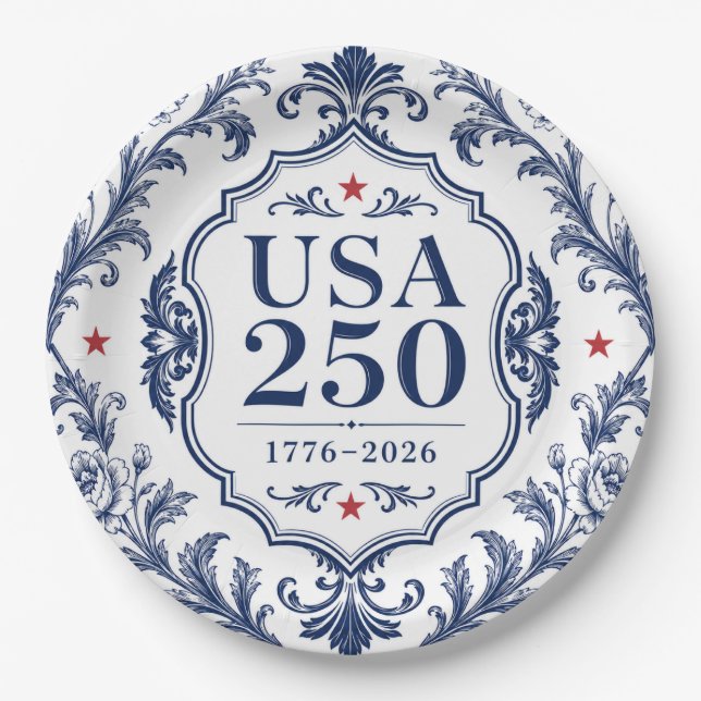 Assiette en papier florale USA 250 (Devant)