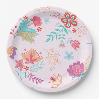 Assiette en papier florale vintage bohème chic pou