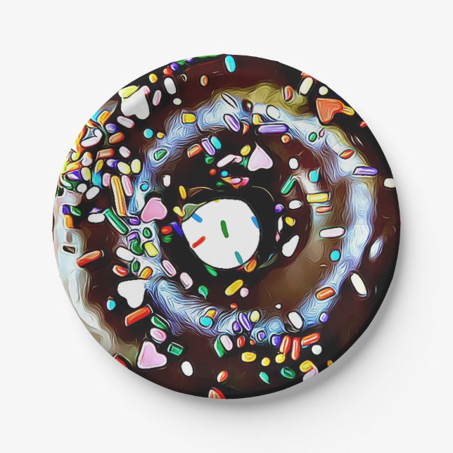 Assiette en papier gâteau Chocolat Donut avec pail (Devant)