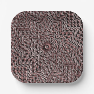 Assiette en papier géométrique floral burgundy