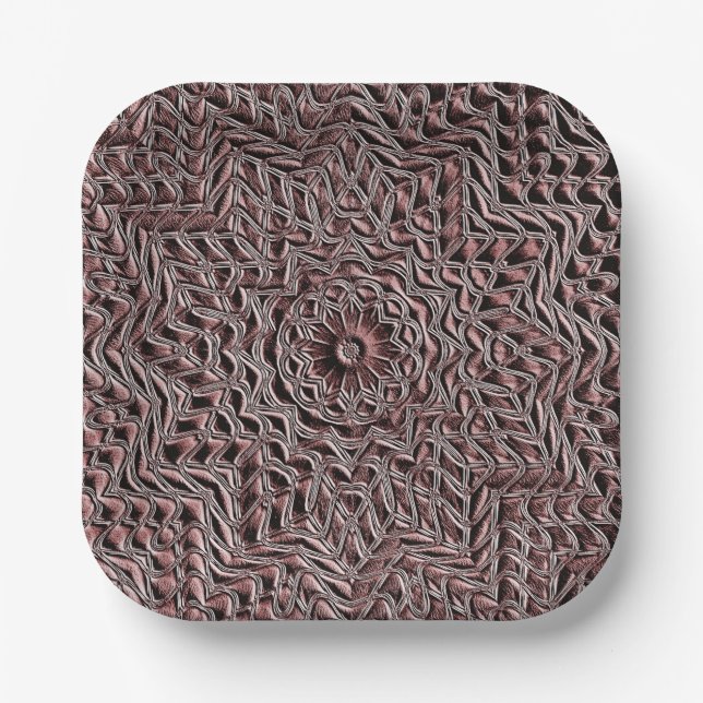 Assiette en papier géométrique floral burgundy (Recto)