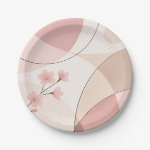 Assiette en papier géométrique minimaliste Sakura
