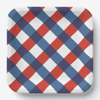 Assiette en papier Gingham Patriotique 2