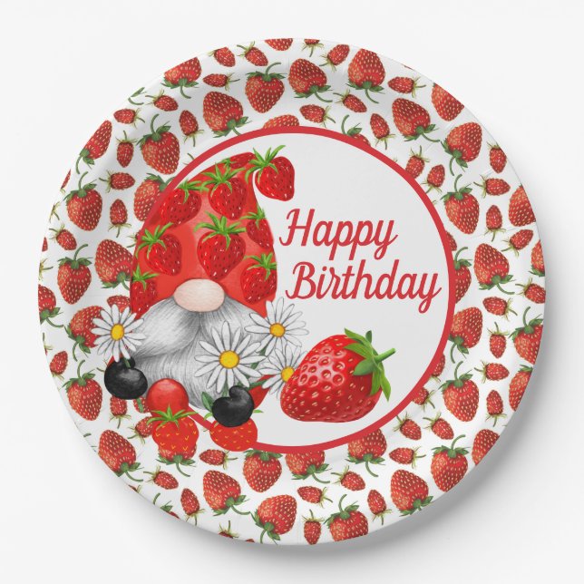 Assiette en papier Gnome Berry Happy (Devant)