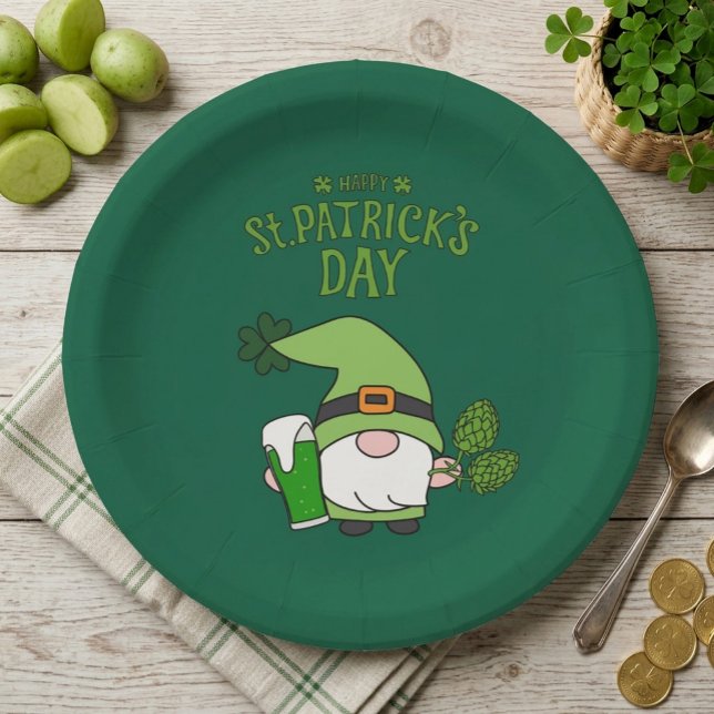 Assiette en papier Gnome St Patrick (Créateur téléchargé)