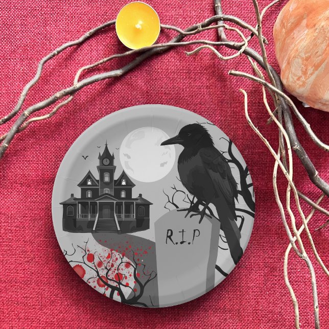 Assiette en papier Halloween gothique effrayant (Créateur téléchargé)