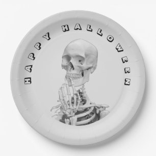 Assiette en papier Halloween squelette