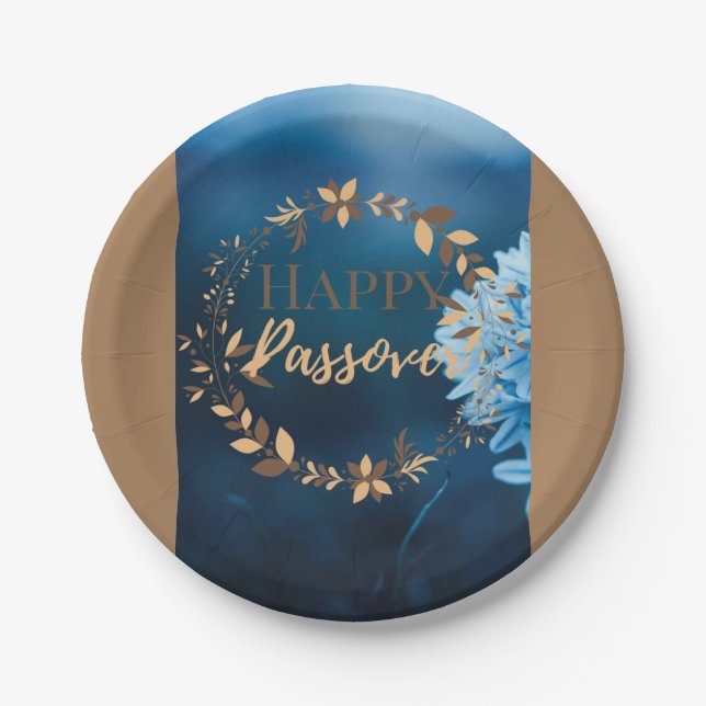 Assiette en papier Happy Passover Couronne bleue m (Devant)