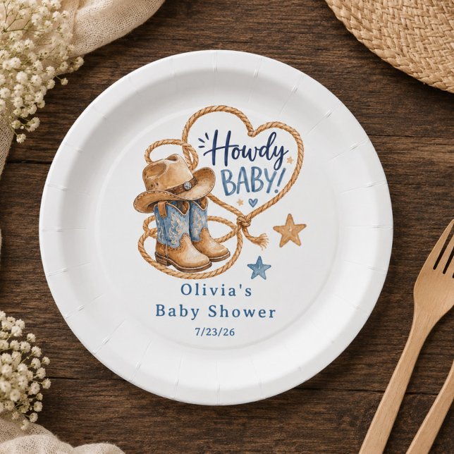 Assiette en papier Howdy Baby Cowboy (Créateur téléchargé)