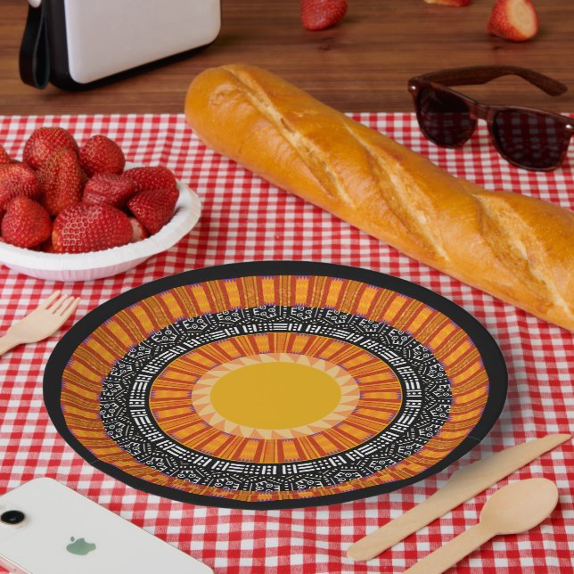 Assiette en papier imprimée Kente Mudcloth moderne (Pique-nique)