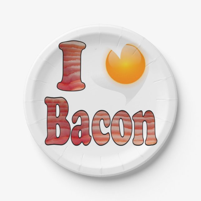 Assiette en Papier J'adore le Bacon (Devant)