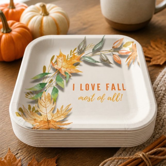 Assiette en Papier J'Aime Surtout L'Automne (Créateur téléchargé)