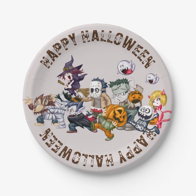 Assiette en papier jetable pour Halloween  (Devant)