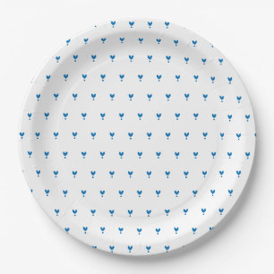 Assiette en papier jolie cœurs bleus