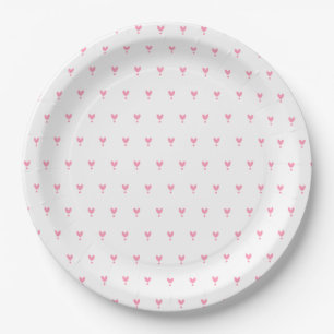Assiette en papier jolie motif coeurs roses