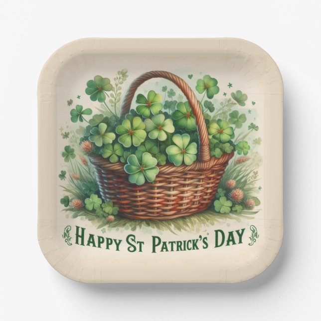 Assiette en papier jour de la Saint-Patrick Trèfle (Recto)
