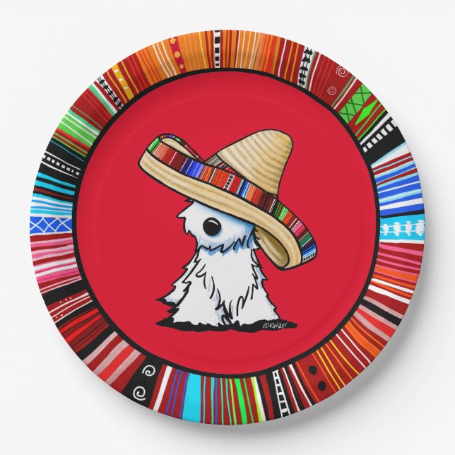 Assiette en papier KiniArt Fiesta Westie (Devant)
