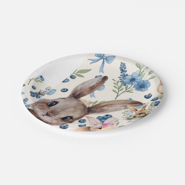 Assiette en papier lapin floral (Angle)