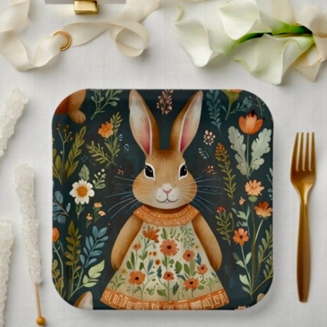 Assiette en papier Lapin Magique de Printemps  (Créateur téléchargé)