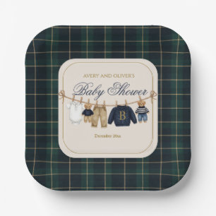 Assiette en papier Luxsary Teddy Bear carreau Baby
