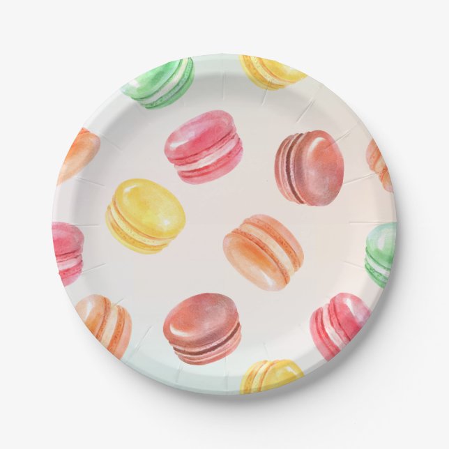 Assiette en papier Macarons Colorés (Devant)