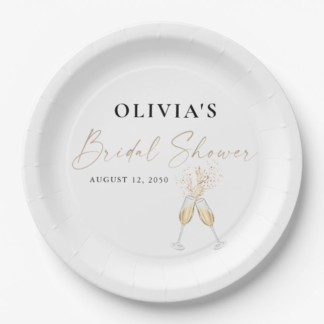 Assiette en Papier Mariage Minimaliste (Devant)