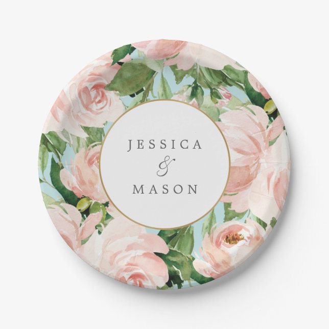 Assiette en papier Mariage Shabby Chic (Devant)