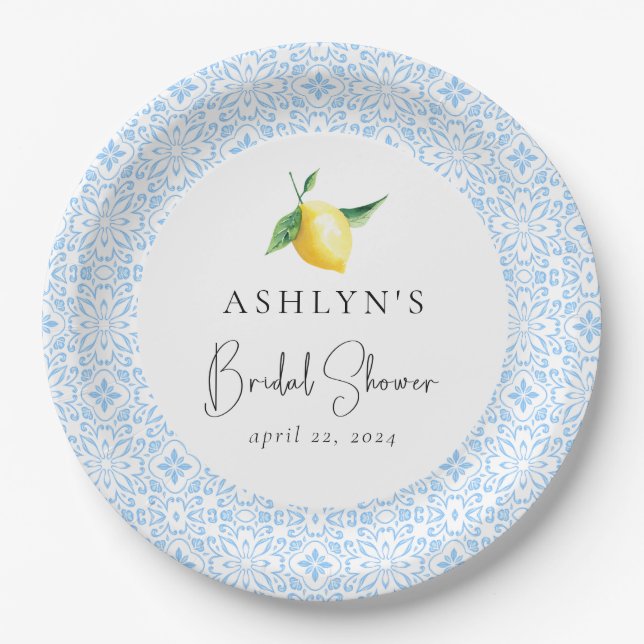 Assiette en Papier Mariage Thème Carrelage Méditer (Devant)