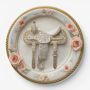 Assiette en papier mariage western Saddle & Sparkl