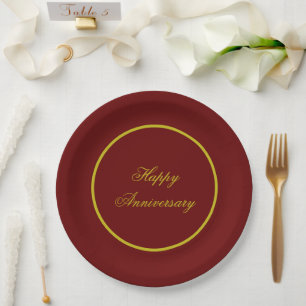 Assiette en papier marron et or élégante